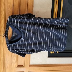 Banana Republic Women's XL Black Print Short Sleeve Top Luxe Touch